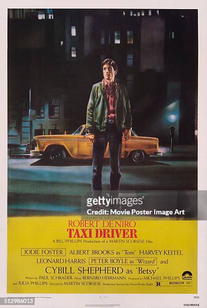 Poster for Martin Scorsese's 1976 crime film 'Taxi Driver' starring Robert De Niro.