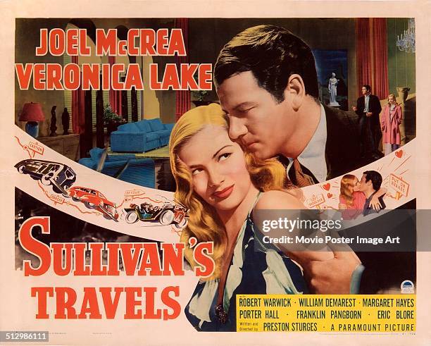 Poster for Preston Sturges' 1941 drama 'Sullivan's Travels' starring Veronica Lake and Joel McCrea.