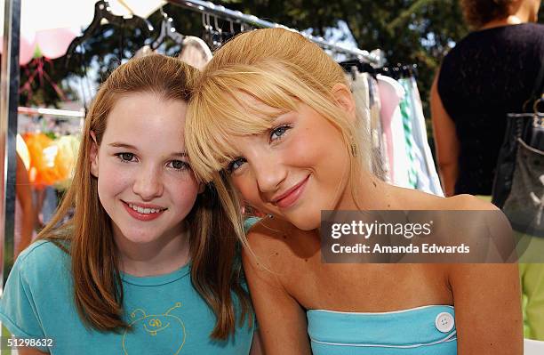 Actresses Kay Panabaker and Shelley Buckner attend the W Hollywood Yard Sale Preview Brunch on September 12, 2004 at a private residence in Los...