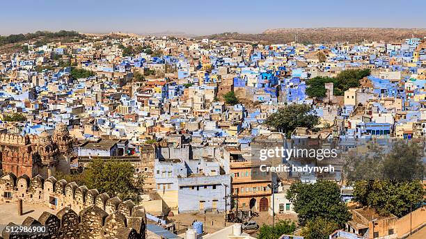 jodhpur-vista panorâmica da cidade azul, rajastão, índia - jodhpur imagens e fotografias de stock