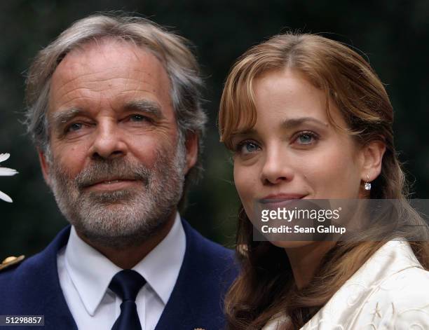 Actor Thomas Fritsch and actress Muriel Baumeister pose at a photocall on the set of the new German film for TV, "Eine Prinzessin zum Verlieben" on...