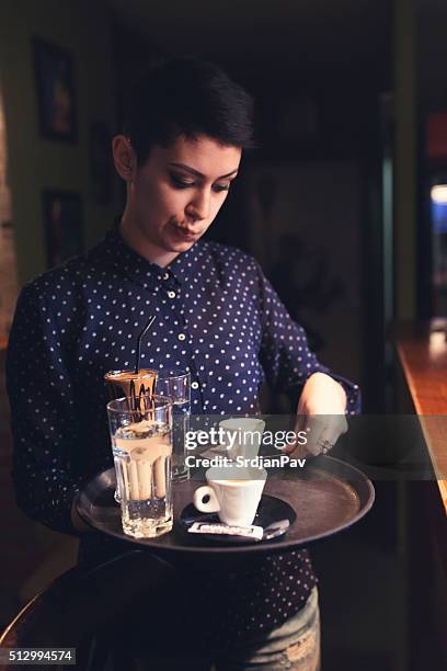 busy waitress - overworked waitress stock pictures, royalty-free photos & images