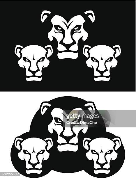 lions pride - lion head stock illustrations