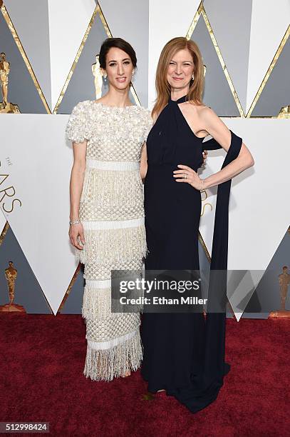 Director Deniz Gamze Erguven and Academy of Motion Picture Arts and Sciences CEO Dawn Hudson attend the 88th Annual Academy Awards at Hollywood &...