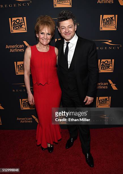 Actress Lorraine Ashbourne and actor Andy Serkis attend the 20th Century Fox Academy Awards after party at Hollywood Athletic Club on February 28,...
