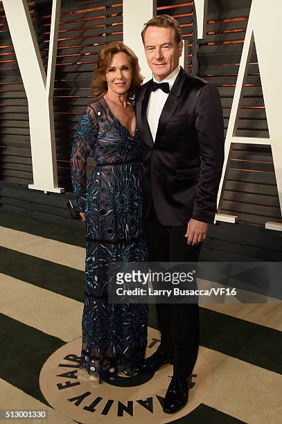 Actress Robin Dearden and actor Bryan Cranston attend the 2016 Vanity Fair Oscar Party Hosted By Graydon Carter at the Wallis Annenberg Center for...