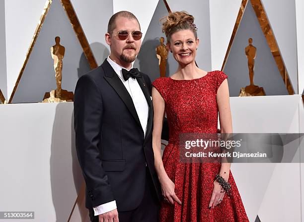 Makeup artists Love Larson and Eva von Bahr attend the 88th Annual Academy Awards at Hollywood & Highland Center on February 28, 2016 in Hollywood,...