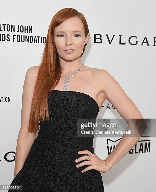 Actress Stef Dawson attends Bulgari at the 24th Annual Elton John AIDS Foundation's Oscar Viewing Party at The City of West Hollywood Park on...