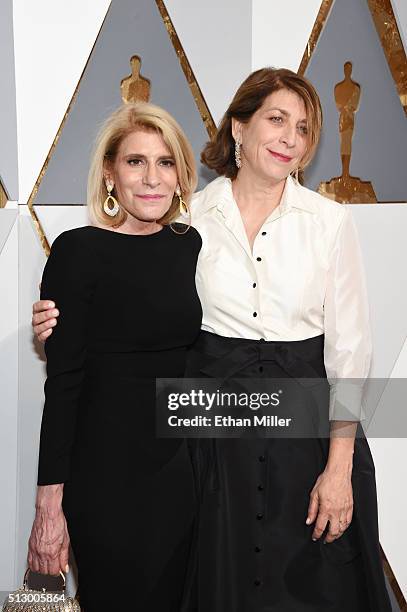 Film editors Mary Jo Markey and Maryann Brandon attend the 88th Annual Academy Awards at Hollywood & Highland Center on February 28, 2016 in...