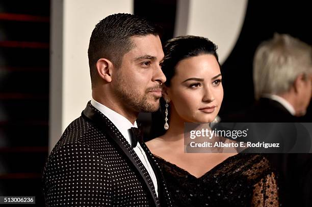 Actor Wilmer Valderrama and singer Demi Lovato attend the 2016 Vanity Fair Oscar Party hosted By Graydon Carter at Wallis Annenberg Center for the...