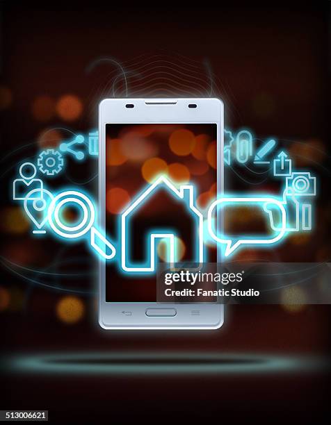 Illustration Of Various Mobile Applications Rotating Around Smart Phone ...