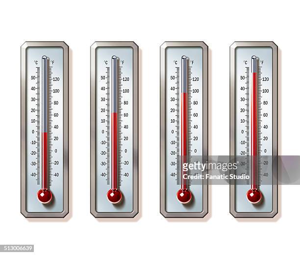 illustrative image of thermometers showing rising temperatures over white background representing global warming - 水銀 幅插畫檔、美工圖案、卡通及圖標