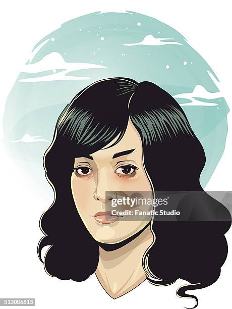 ilustraciones, imágenes clip art, dibujos animados e iconos de stock de illustration of depressed young woman against white background - melena mediana