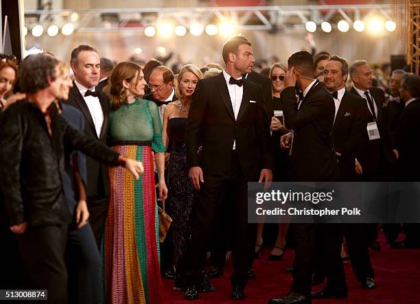 Actors Naomi Watts and Liev Schreiber attend the 88th Annual Academy Awards at Hollywood & Highland Center on February 28, 2016 in Hollywood,...