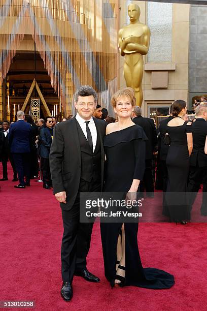 Actor Adny Serkis and Lorraine Ashbourne attend the 88th Annual Academy Awards at Hollywood & Highland Center on February 28, 2016 in Hollywood,...