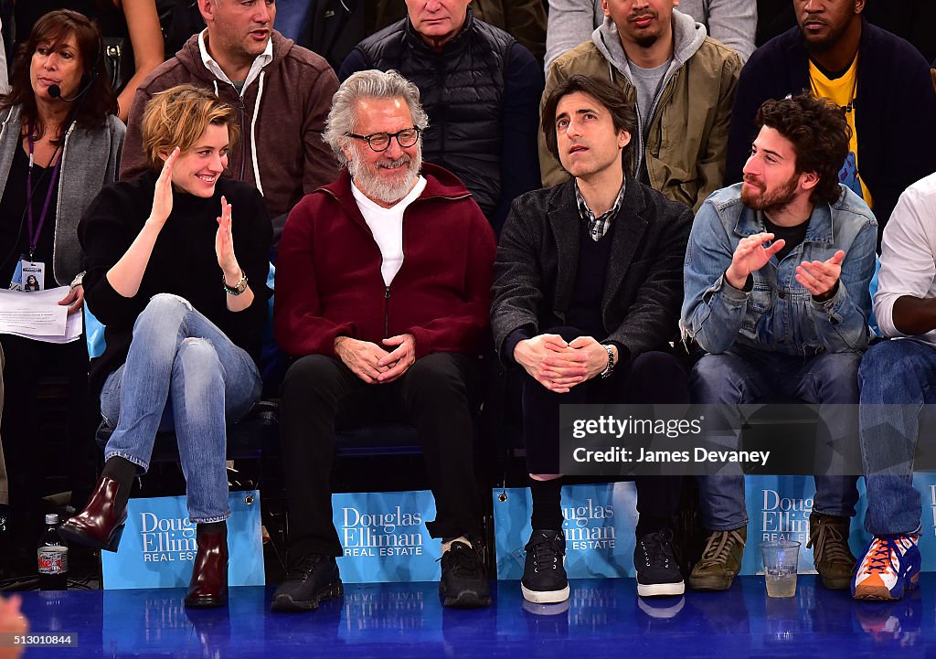 Celebrities Attend The Miami Heat Vs New York Knicks Game - February 28, 2016
