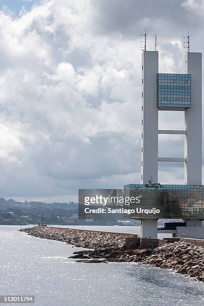 maritime control tower of a coruna - hafenkontrollturm stock-fotos und bilder