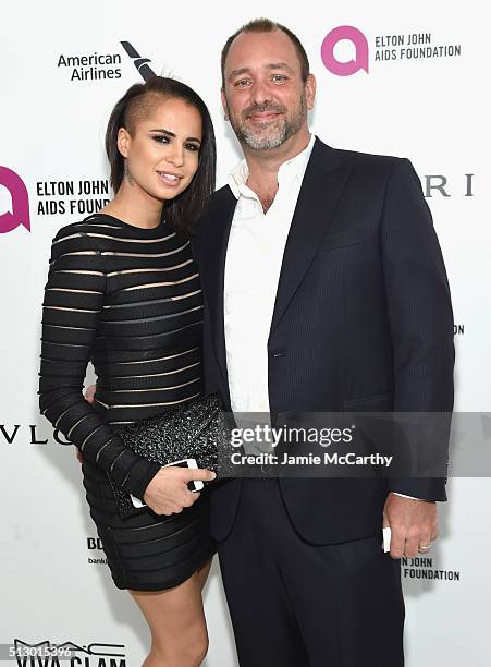 Boogie Tillmon and Trey Parker attend the 24th Annual Elton John AIDS Foundation's Oscar Viewing Party at The City of West Hollywood Park on February...