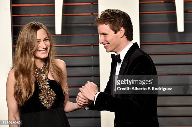 Hannah Redmayne and actor Eddie Redmayne attend the 2016 Vanity Fair Oscar Party hosted By Graydon Carter at Wallis Annenberg Center for the...