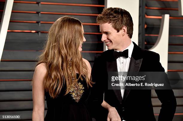 Hannah Redmayne and actor Eddie Redmayne attend the 2016 Vanity Fair Oscar Party hosted By Graydon Carter at Wallis Annenberg Center for the...