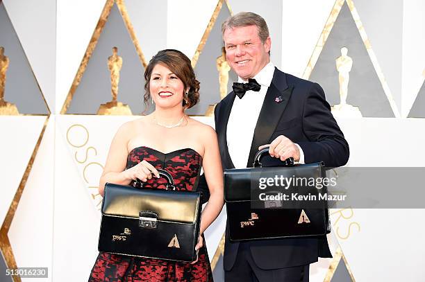 Price Waterhouse and Coopers partners Martha Ruiz and Brian Cullinan attend the 88th Annual Academy Awards at Hollywood & Highland Center on February...