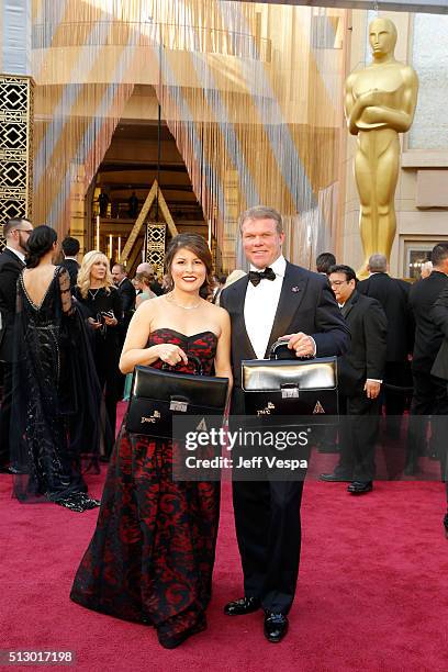 Price Waterhouse and Coopers partners Martha Ruiz and Brian Cullinan attend the 88th Annual Academy Awards at Hollywood & Highland Center on February...