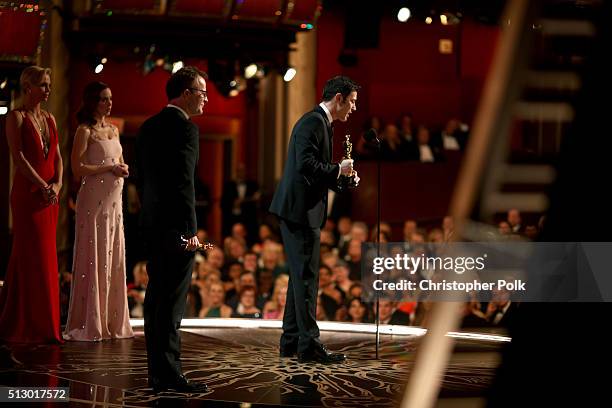 Screenwriter Josh Singer and screenwriter-director Tom McCarthy accept the Best Original Screenplay award for 'Spotlight' onstage at the 88th Annual...