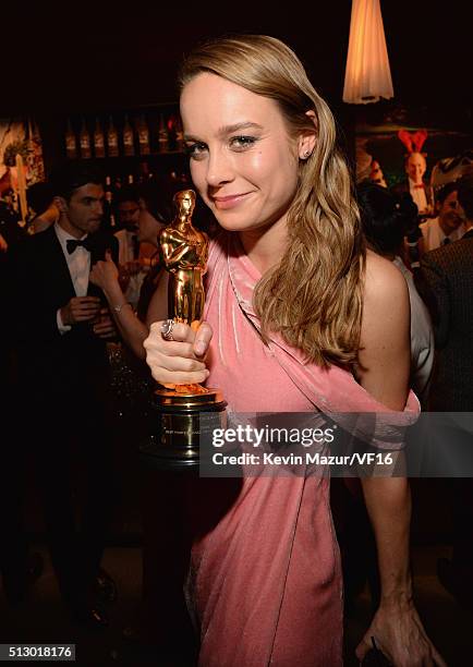 Brie Larson attends the 2016 Vanity Fair Oscar Party Hosted By Graydon Carter at the Wallis Annenberg Center for the Performing Arts on February 28,...