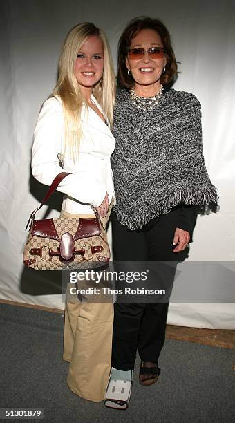 Actresses Crystal Hunt and Marj Dusay pose front row at the Pamella Roland show during Olympus Fashion Week Spring 2005 in Bryant Park September 13,...