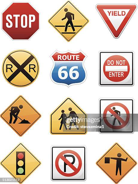 road sign symbols - two lanes to one stock illustrations