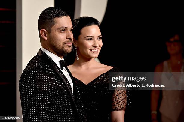 Actor Wilmer Valderrama and singer Demi Lovato attend the 2016 Vanity Fair Oscar Party hosted By Graydon Carter at Wallis Annenberg Center for the...