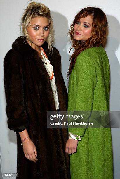 Actresses Ashley Olsen and Mary Kate Olsen arrive to the Marc Jacobs Spring 2005 fashion show during Olympus Fashion Week Spring 2005 at Pier 54...