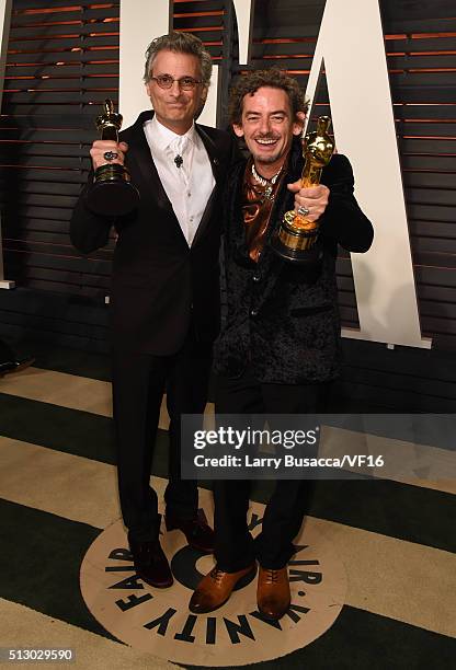 Sound editors Mark A. Mangini and David White attend the 2016 Vanity Fair Oscar Party Hosted By Graydon Carter at the Wallis Annenberg Center for the...