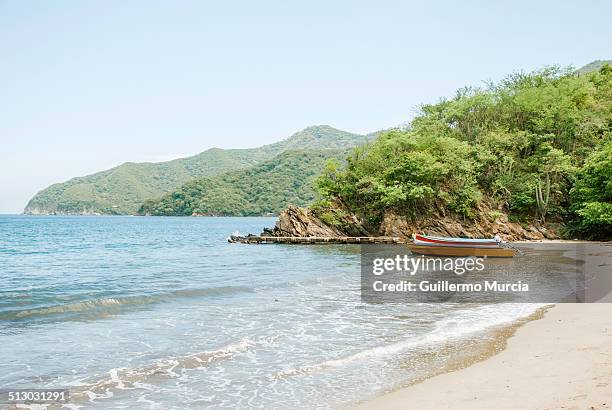 fishing boats - sierra nevada de santa marta stock pictures, royalty-free photos & images