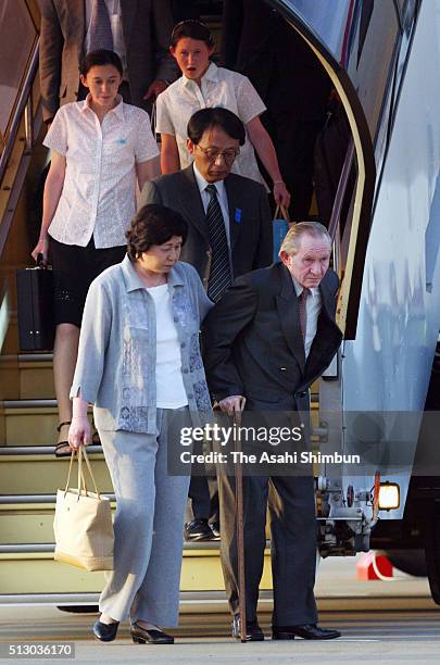 Alleged U.S. Army deserter Charles Jenkins and his wife and former abductee by North Korea Hitomi Soga arrive with their daughters Mika and Brinda at...