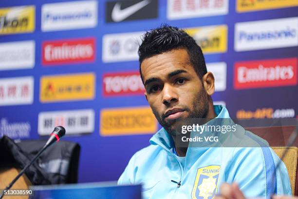 Alex Teixeira of Jiangsu Suning attends a press conference ahead of the AFC Champions League Group E match between Jiangsu Suning and Jeonbuk Hyundai...