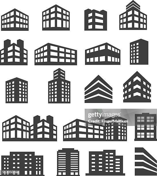 bildbanksillustrationer, clip art samt tecknat material och ikoner med building icons set - townhouse