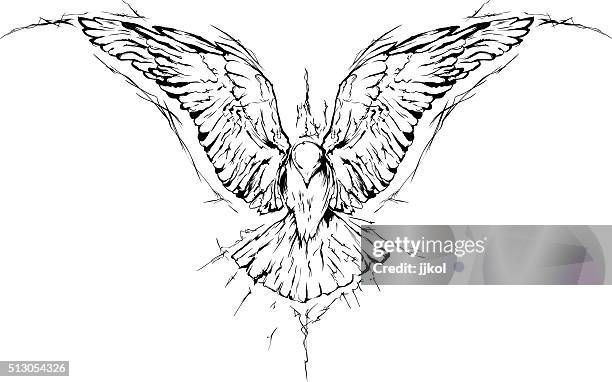 bird - bird wings tattoo stock illustrations