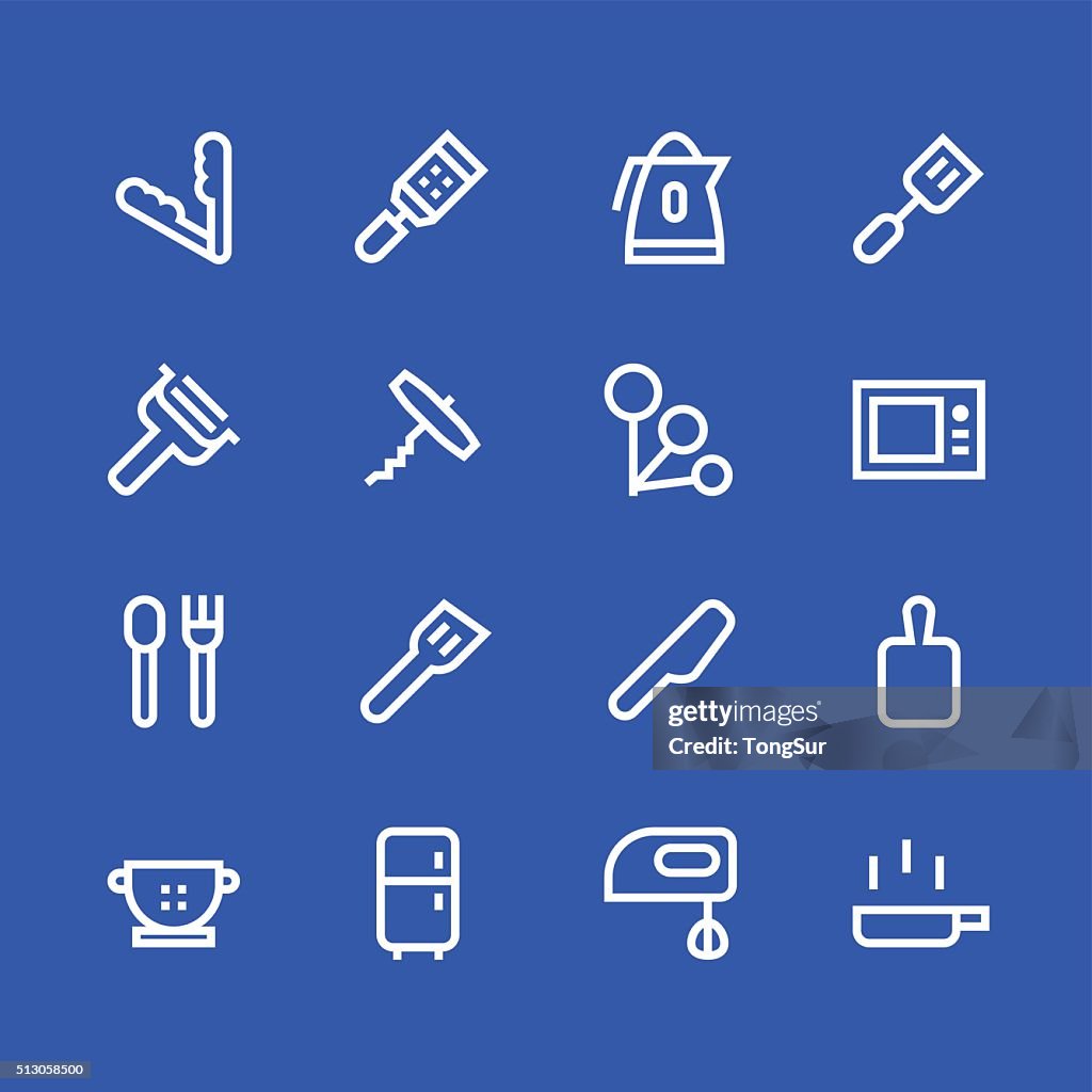 Kitchen utensils icons - line | set 3 - white series