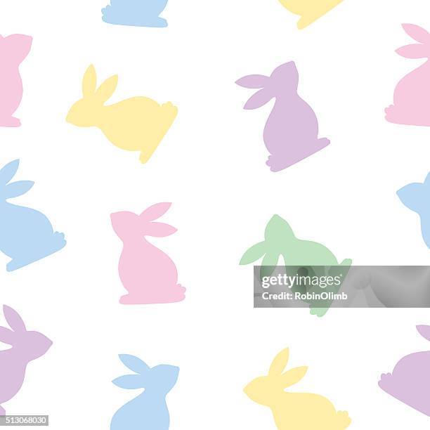 seamless bunnies pattern - baby rabbit stock illustrations