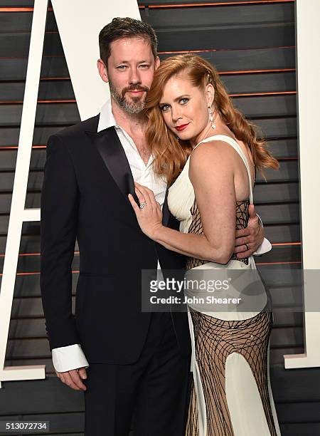 Actress Amy Adams and Darren Le Gallo arrive at the 2016 Vanity Fair Oscar Party Hosted By Graydon Carter at Wallis Annenberg Center for the...