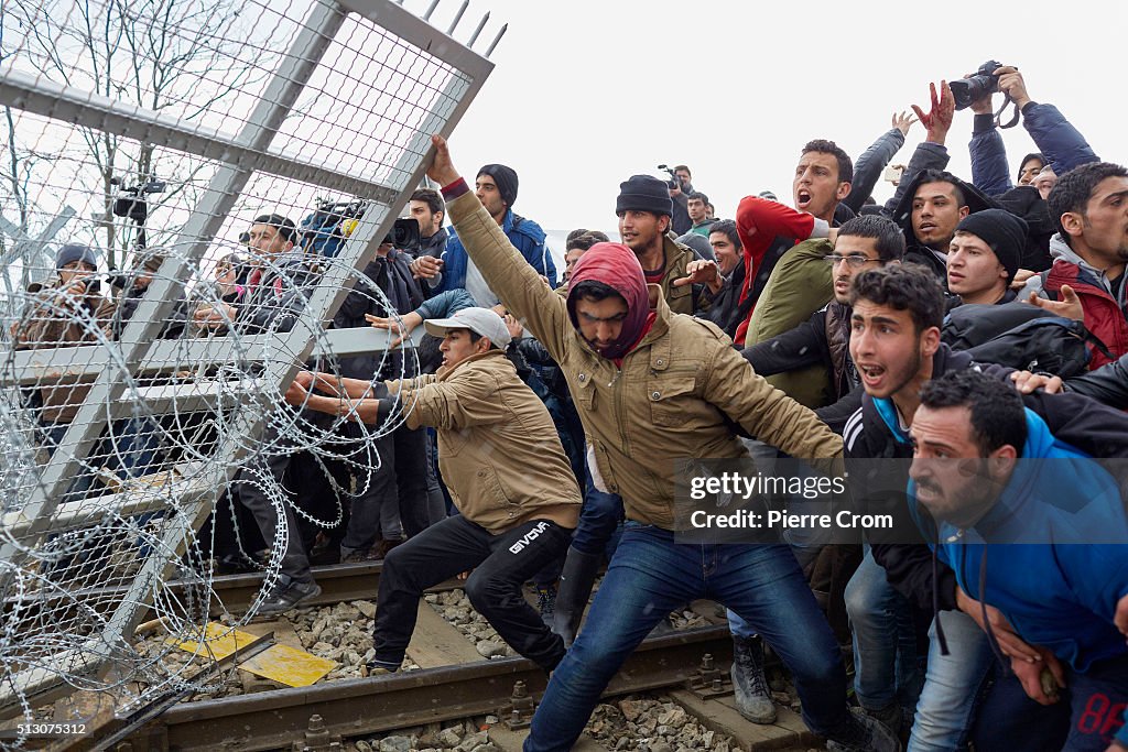 Migrants Protest At Border As Greek Bottleneck Worsens