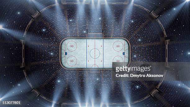 hockey stadium arena bird eye view - ice hockey stockfoto's en -beelden