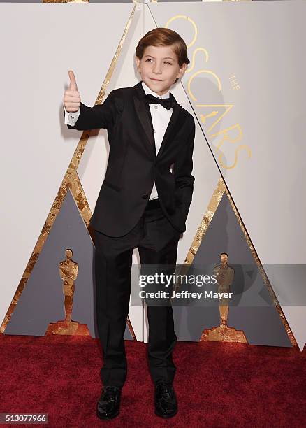 Actor Jacob Tremblay arrives at the 88th Annual Academy Awards at Hollywood & Highland Center on February 28, 2016 in Hollywood, California.