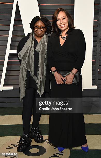 Actress Whoopi Goldberg and Alex Martin arrive at the 2016 Vanity Fair Oscar Party Hosted By Graydon Carter at Wallis Annenberg Center for the...