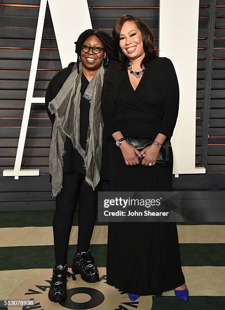 Actress Whoopi Goldberg and Alex Martin arrive at the 2016 Vanity Fair Oscar Party Hosted By Graydon Carter at Wallis Annenberg Center for the...
