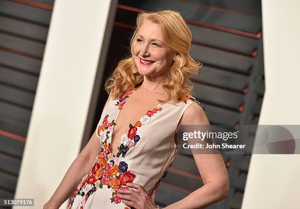 Actress Patricia Clarkson arrives at the 2016 Vanity Fair Oscar Party Hosted By Graydon Carter at Wallis Annenberg Center for the Performing Arts on...