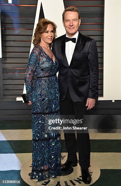 Robin Dearden and actor Bryan Cranston arrive at the 2016 Vanity Fair Oscar Party Hosted By Graydon Carter at Wallis Annenberg Center for the...