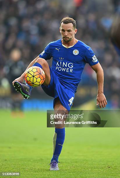 Danny Drinkwater of Leicester City in action during the Barclays Premier League match between Leicester City and Norwich City at The King Power...