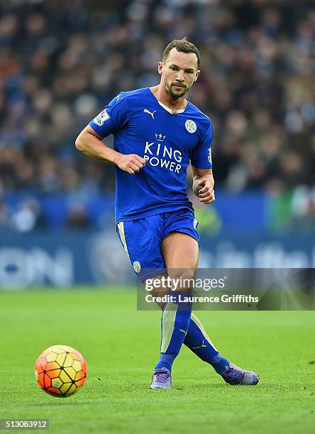 Danny Drinkwater of Leicester City in action during the Barclays Premier League match between Leicester City and Norwich City at The King Power...